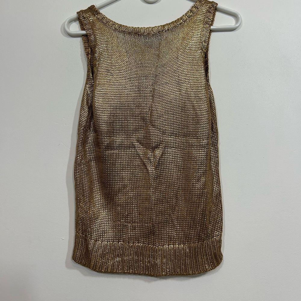 Ralph Lauren Gold Metallic Sweater Tank Women’s Size XS - Picture 2 of 5